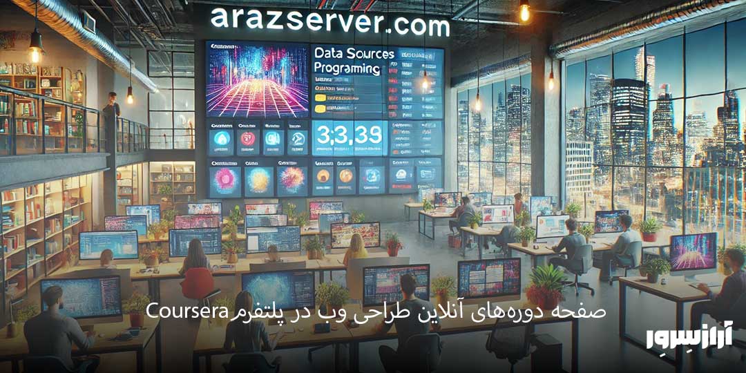 صفحه دوره‌های آنلاین طراحی وب در پلتفرم Coursera.